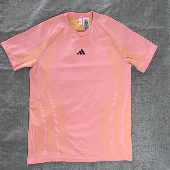 Adidas Shirt Men XL Pink Aeroready Knit Athletic